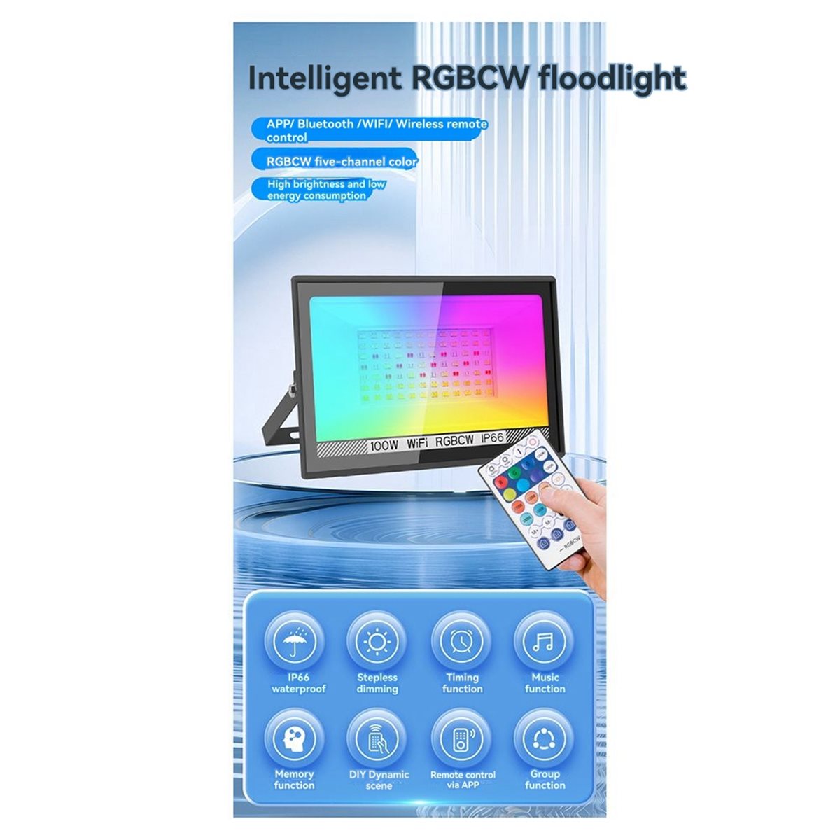 Decor Lighting Uk - Faro LED RGBCW da 100W Nices