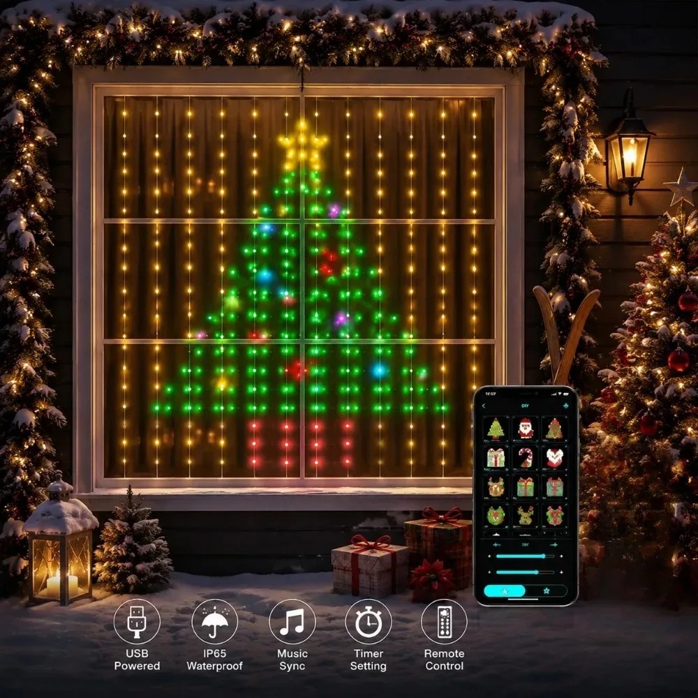 Luci Natalizie a LED a Tenda,  - Lighting Christmas Decor recensione e prezzo