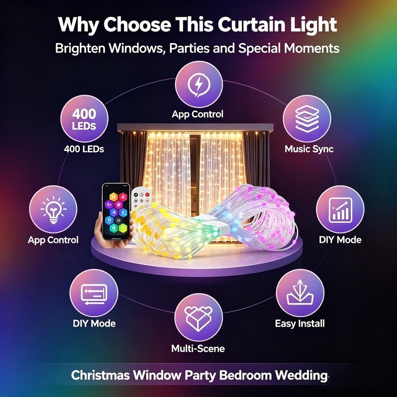 Luci a tenda LED alimentate tr - Lighting Christmas Decor recensione e prezzo